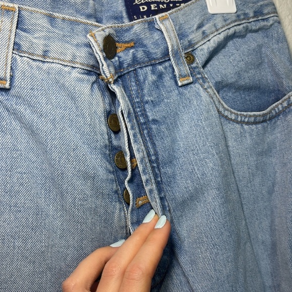Vintage Eddie Bauer Blue Straight Leg Jeans Button Fly size 8 - Picture 3 of 6